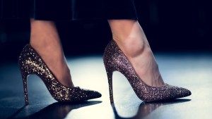 Woman in shoes with glitter