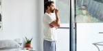 MAN DRINKING COFFEE IN THE MORNING
