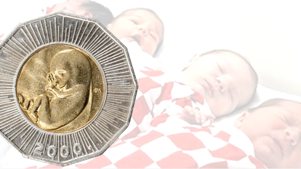 moeda croata 25 kunas bebê