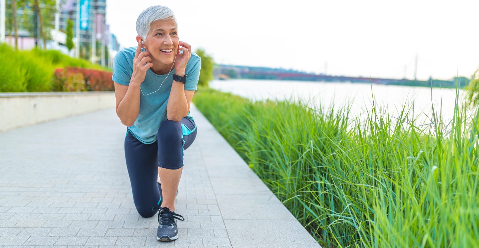 elderly woman running