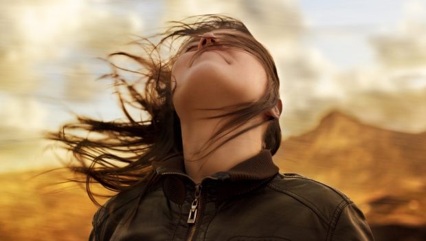 woman looking up