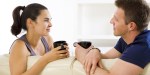 COUPLE, COFFEE, SOFA