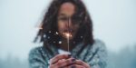 WOMAN, FIREWORK, WINTER