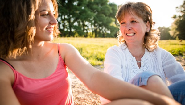 Mother and daughter talking