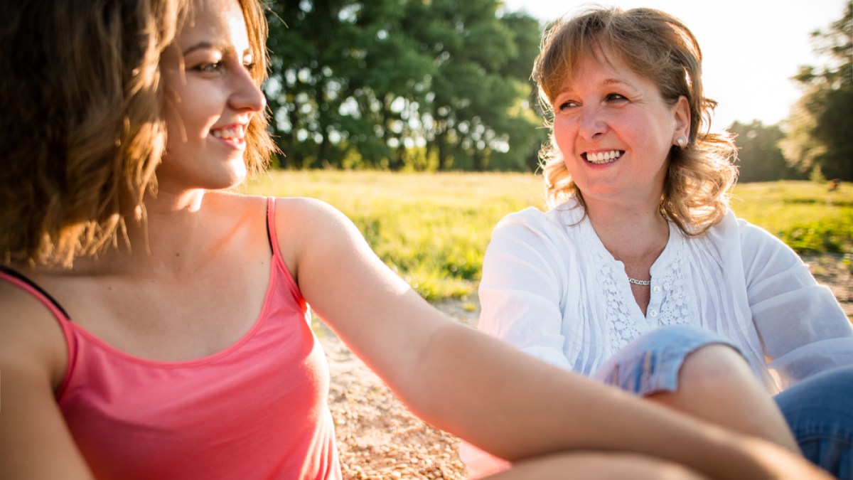 Mother and daughter talking