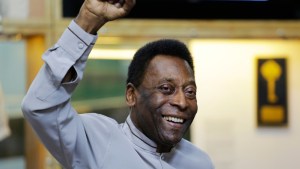 footballer Pele during the inauguration of the Pele Museum
