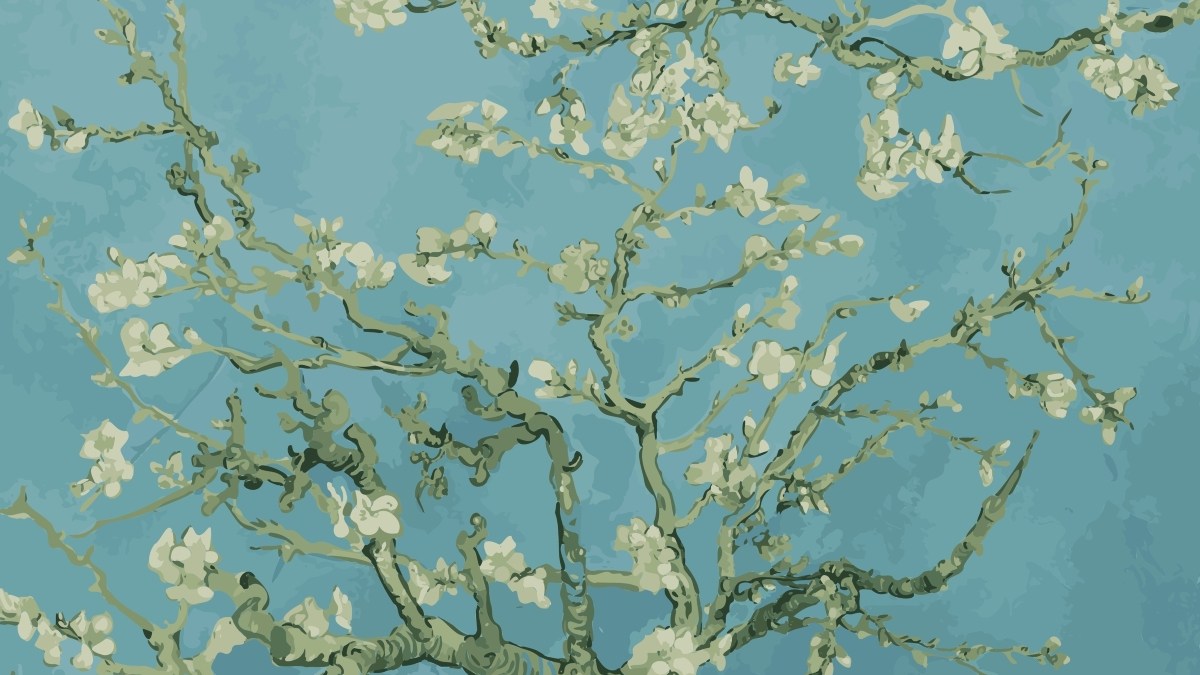 Vector illustration inspired by the painting of Vincent Van Gogh - Almond Blossom
