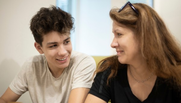 Mum and son talk