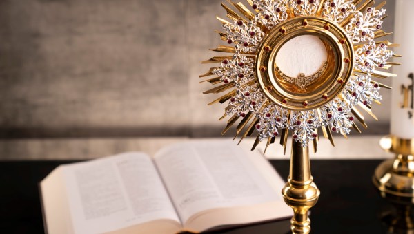 Christianity symbols on gray stone background