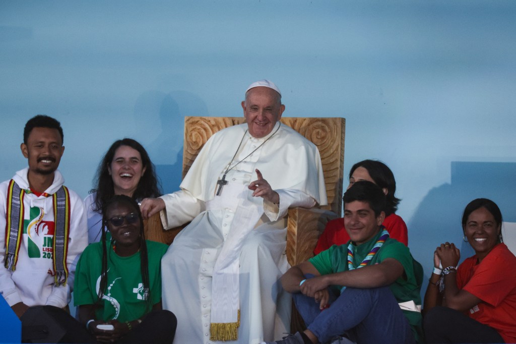 Pope Francis attends the welcoming ceremony of World Youth Day