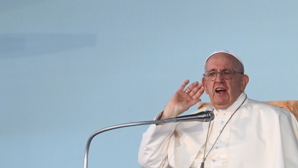 Pope Francis attends the welcoming ceremony of World Youth Day