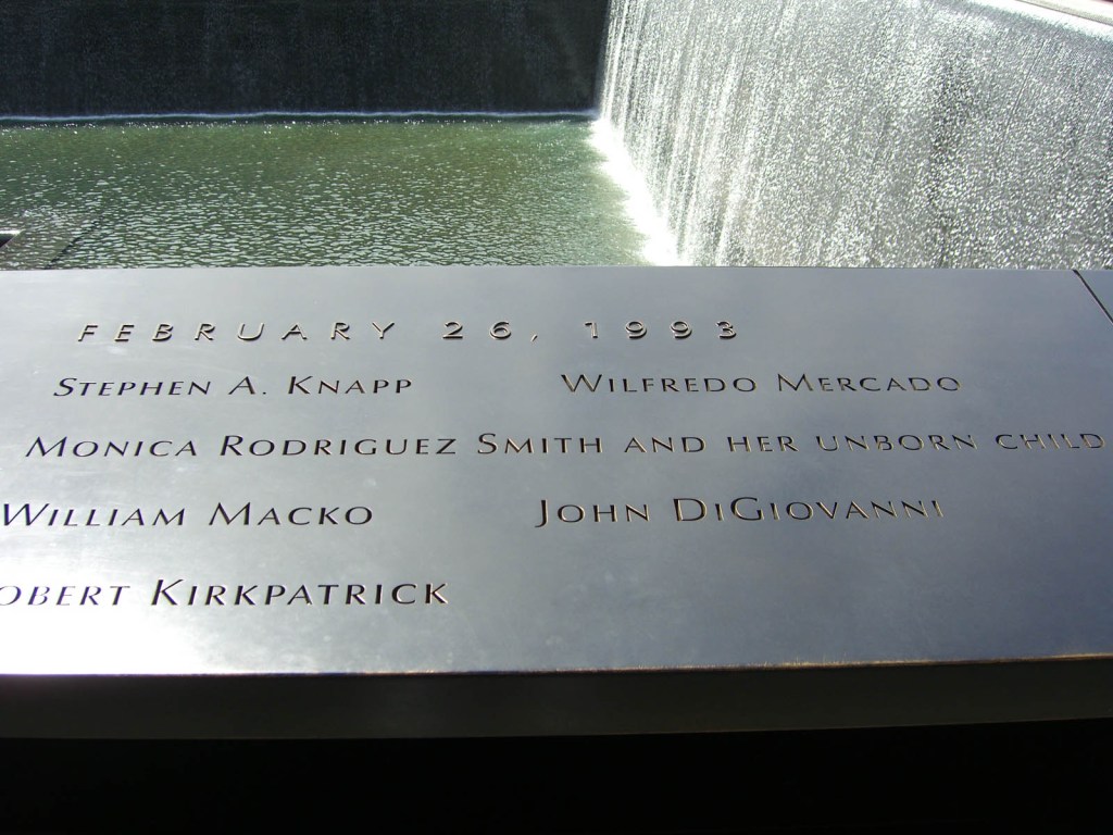Names of WTC 1993 bombing on plaque