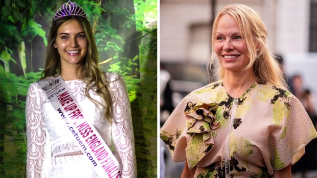 No makeup; Pamela Anderson; miss England 2023