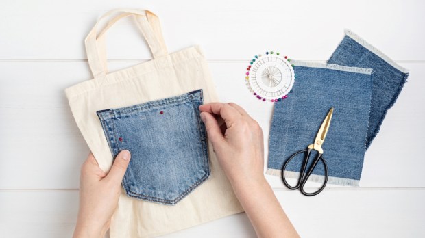 Crafting with denim, recycling old clothers, hobby, diy activity