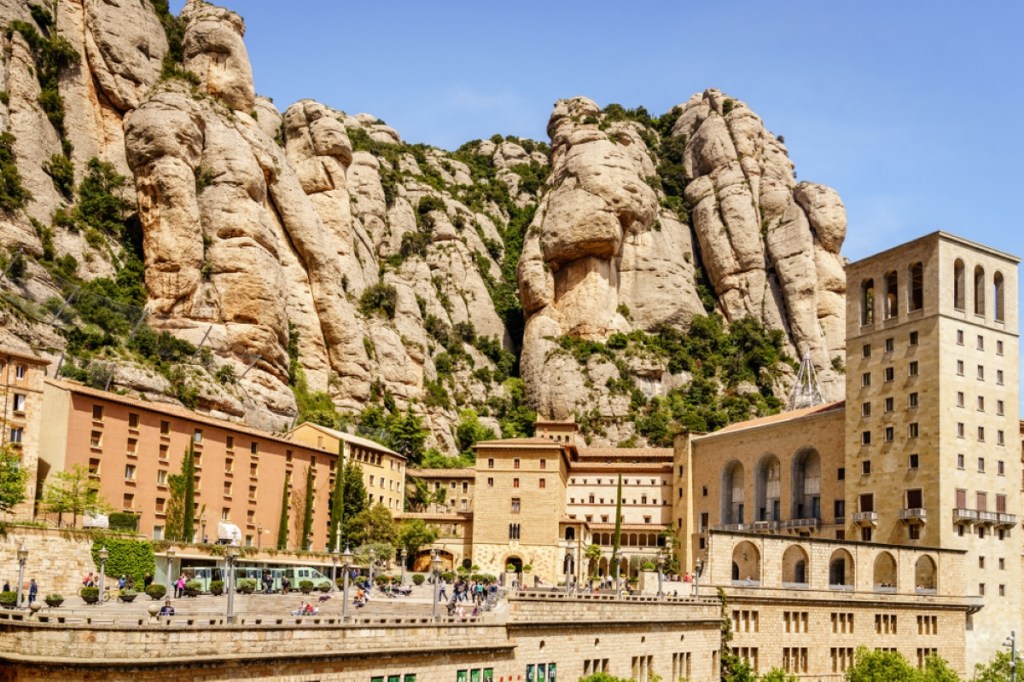 Monastery of Santa Maria de Montserrat on the mountain of Montserrat in Catalonia