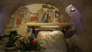 Nativity Cave in Hermitage Shrine (Santuario di Greccio) erected by St. Francis of Assisi