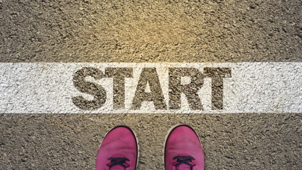 A person standing in the starting line