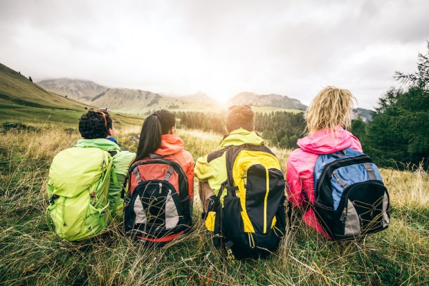Four backpackers