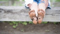 Children's feet became muddy