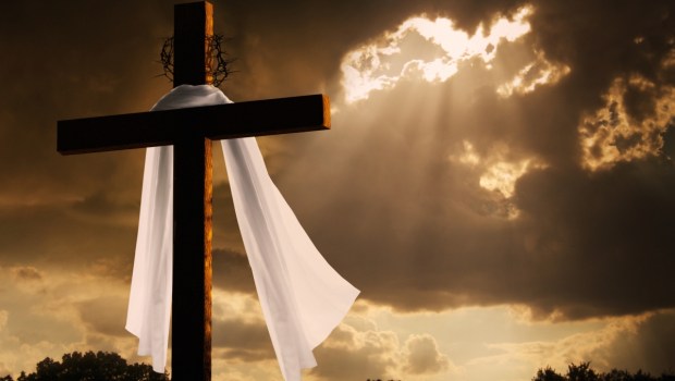 Jesus dying on the cross and rising again