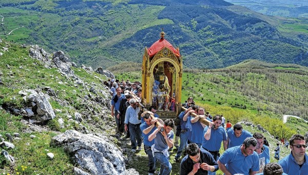 Statue of the Madonna in procession