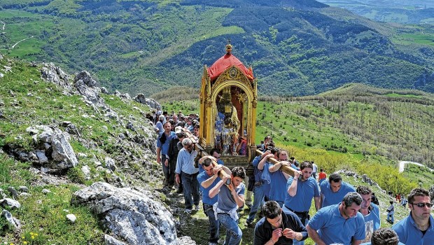 Statue of the Madonna in procession