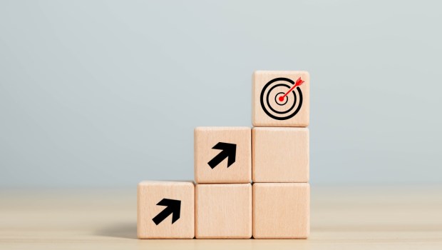 Wooden blocks showing planning goals