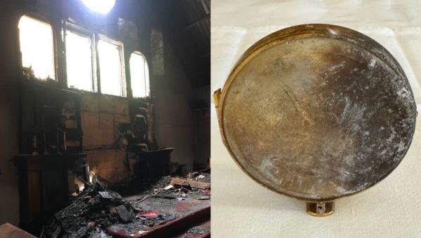 Spalony kościół i osmolona kustodia z Orlando