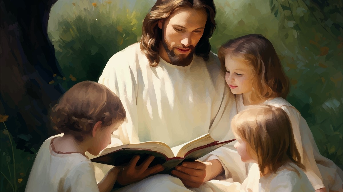 Jesus Christ took the children on his lap and read books