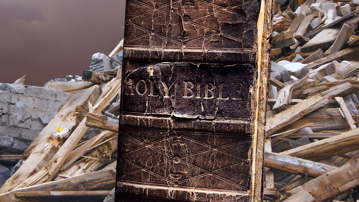 Old Bible with hurricane debris