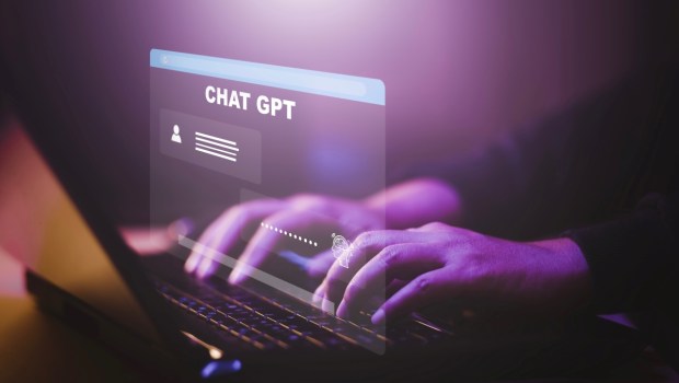 Man using Laptop or Smartphone With Chat GPT Chat with AI