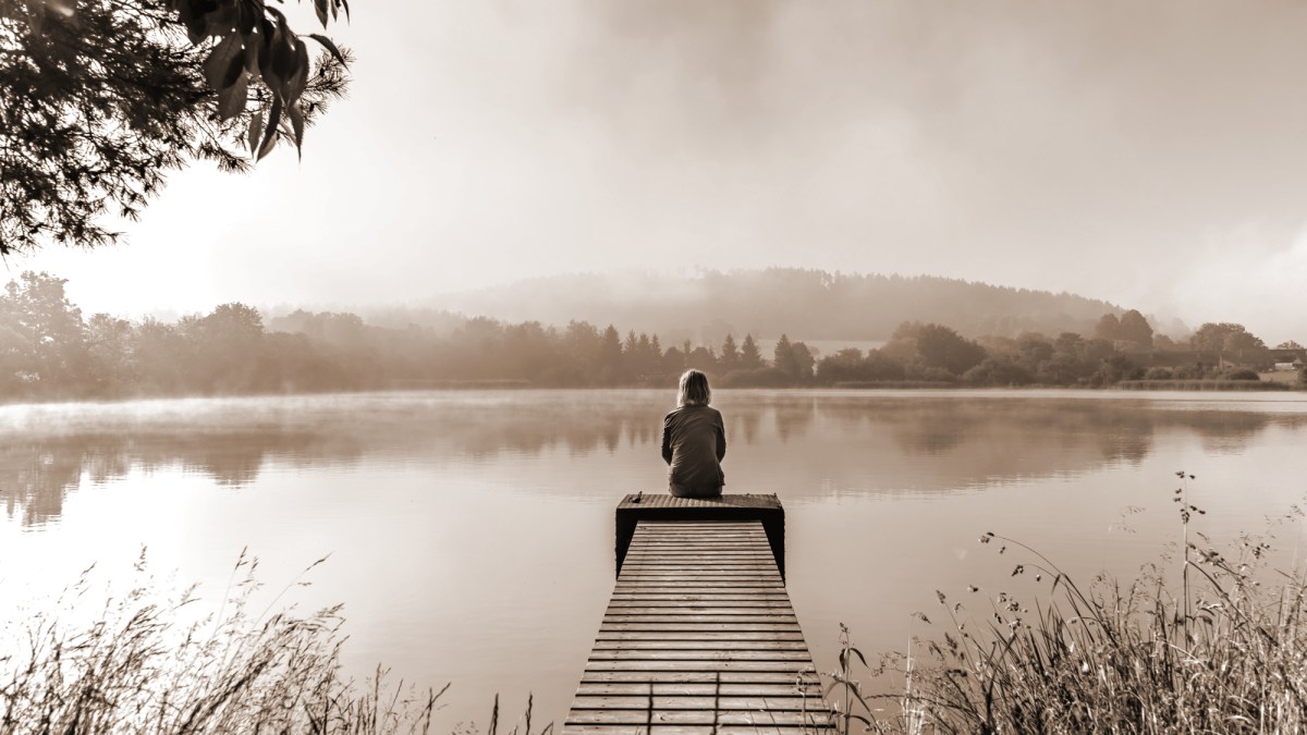 woman on dock peaceful