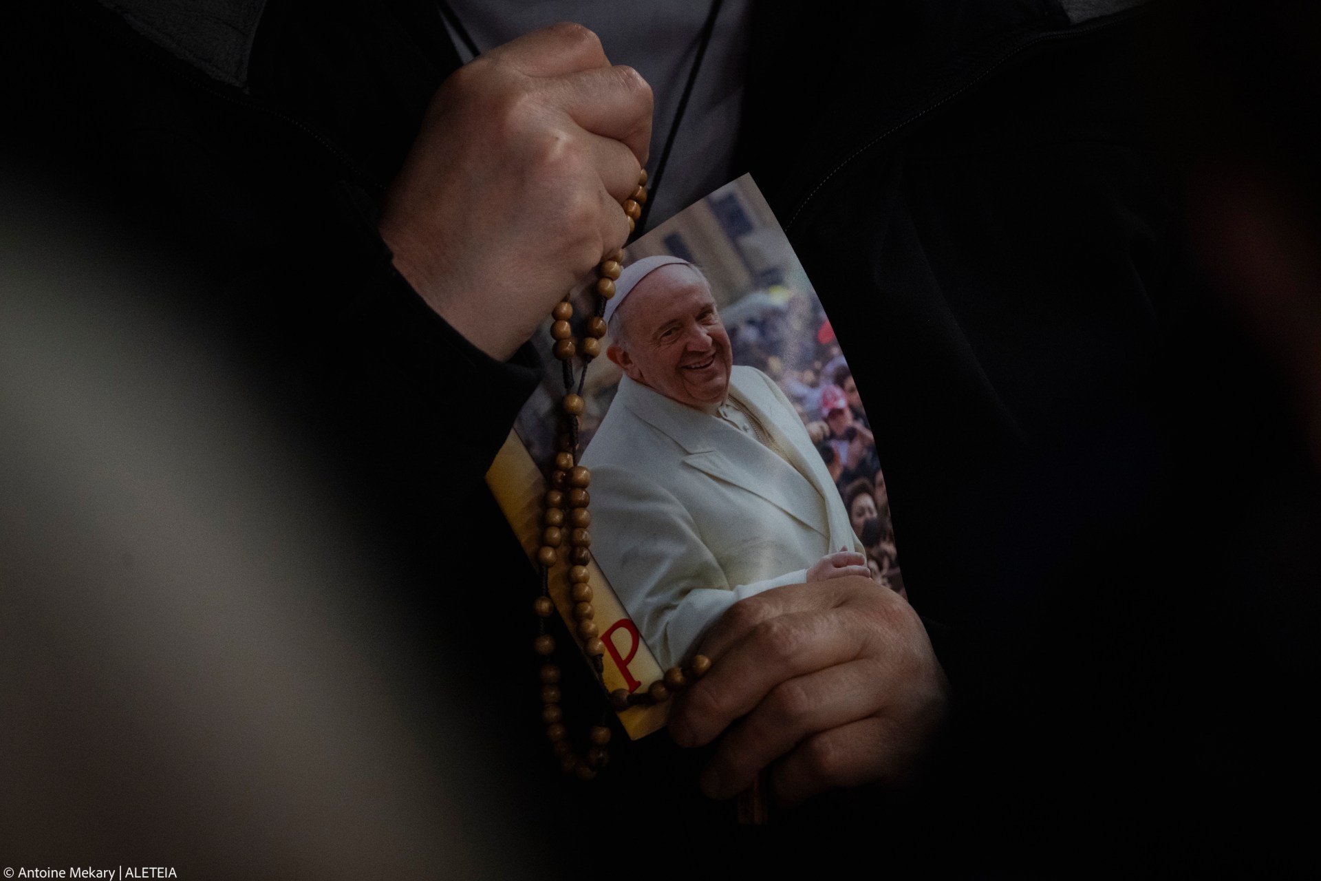 Cardinal Lazzaro You Heung-sikprays during a rosary prayer for Pope Francis' health in St. Peter's Square at the Vatican, Tuesday, March 07, 2025.