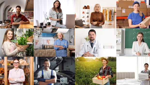Confident people of different occupations