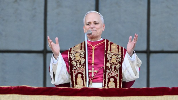 Pope Leo XIV blesses the crowd main balcony of Saint John Lateran