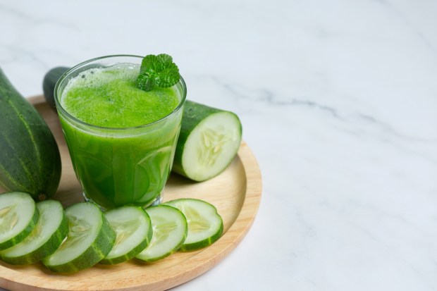 Glass of fresh cucumber juice