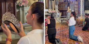 Miss Kostarike svojo krono prinesla pred Marijo in se ji zahvalila za zmago