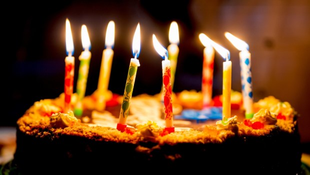 Festive Birthday Cake with Vibrant Candles