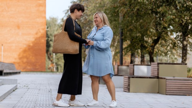 friends talking outside