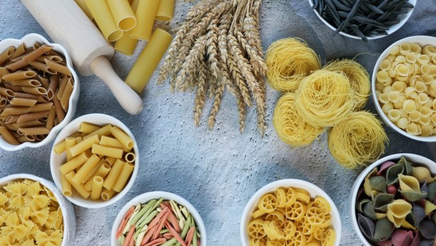 Composition with different tasty uncooked pasta